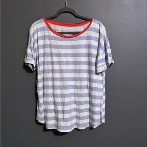 24/7 by Maurice’s pastel lightweight tee with orange red neckline size XL